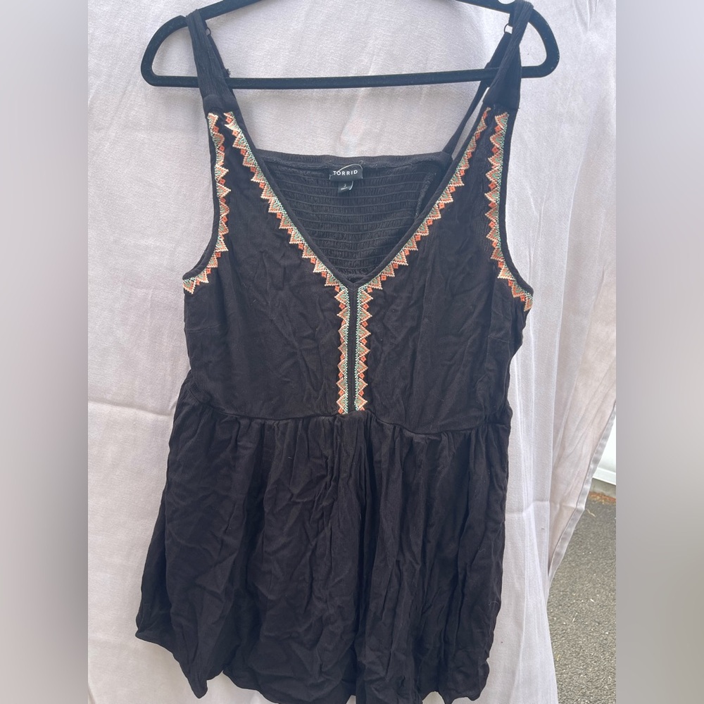Torrid Black Dress with Colorful Embroidery